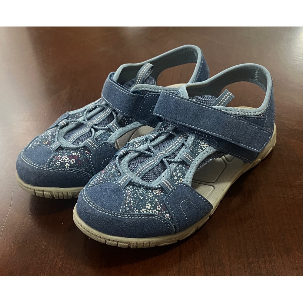 Lands End Blue Floral Closed Toe Sandals Water‎ Shoes LAS10045 WAW Womens 7D
